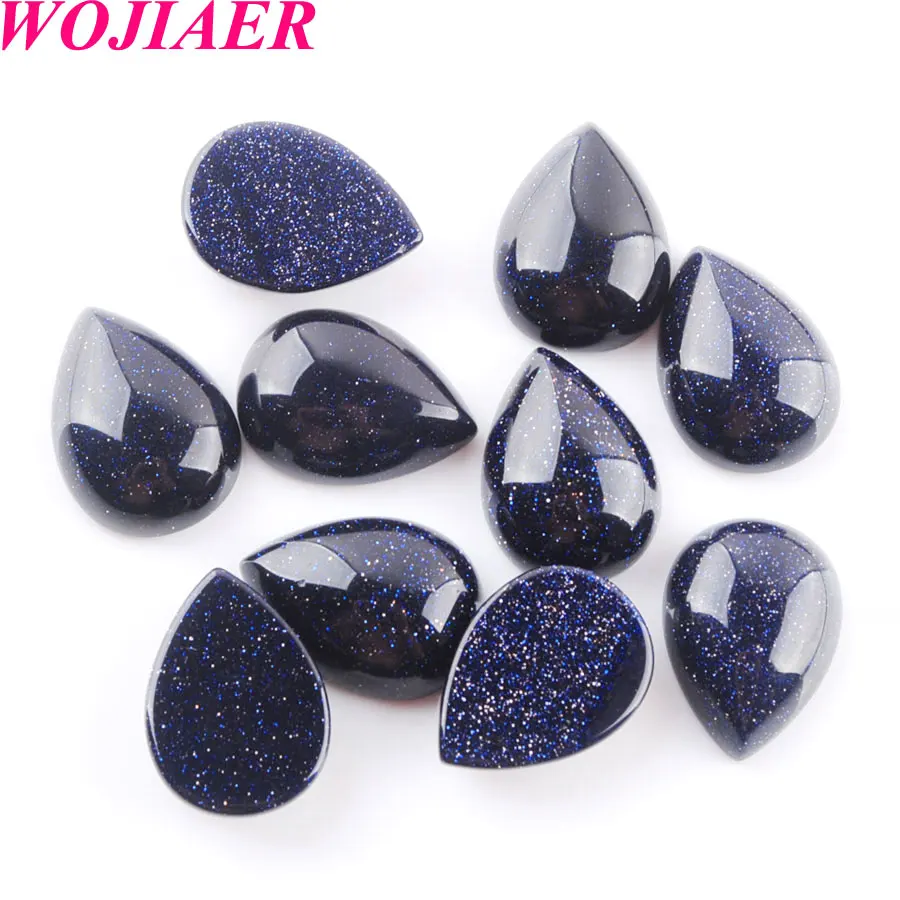 

WOJIAER Natural Blue Sand GemStones Water Drop Beads Cabochon CAB No Drilled Hole 13x18x6MM Jewelry Making U8150