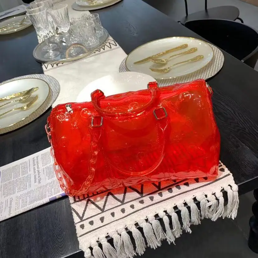 Летняя Прозрачная женская сумка, Пляжная, лазерная, женская сумка через плечо, цветная, портативная, вместительная, для фитнеса, модная сумка для багажа