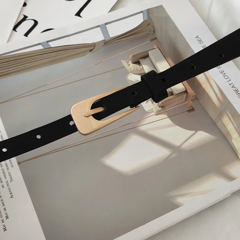 Ремень женский кожаный с металлической пряжкой черный 2020 | Аксессуары для одежды