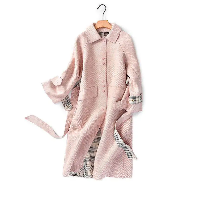 

Mid-length autumn and winter temperament new double-sided cashmere coat women wild casual woolen coat woolen coat