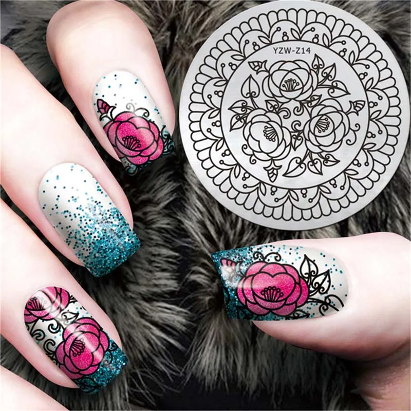 

1PC nail art stamping plate tool stainless steel printing seal rose flower for Valentine's Day 3D nail art stamper plate FW045