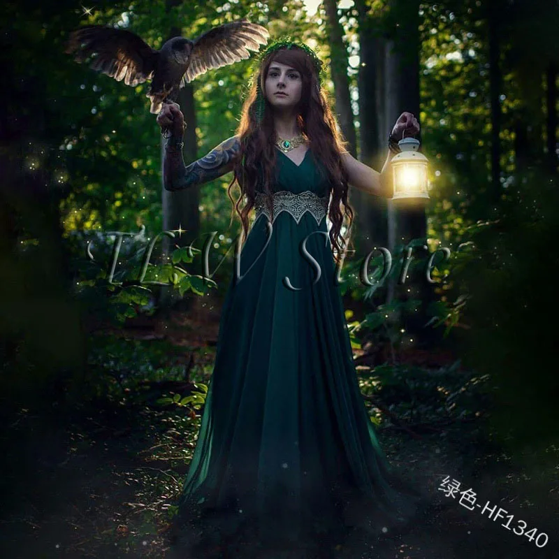 Длинное кружевное платье принцессы с V образным вырезом| |