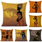 Чехол для Подушка с изображением женщины в этническом африканском стиле, декоративная наволочка в африканском стиле 45 см, льняная наволочка для дивана, домашний декор