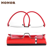 nonor tr90 resin foldable presbyopic glasses unisex fashion presbyopic eyewear with case 1 0 3 0 half frame reading glasses