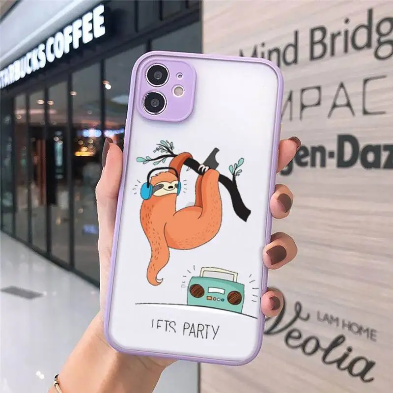 

Sloth Cute Animal Phone Cases matte transparent For iphone 7 8 11 12 plus mini x xs xr pro max cover