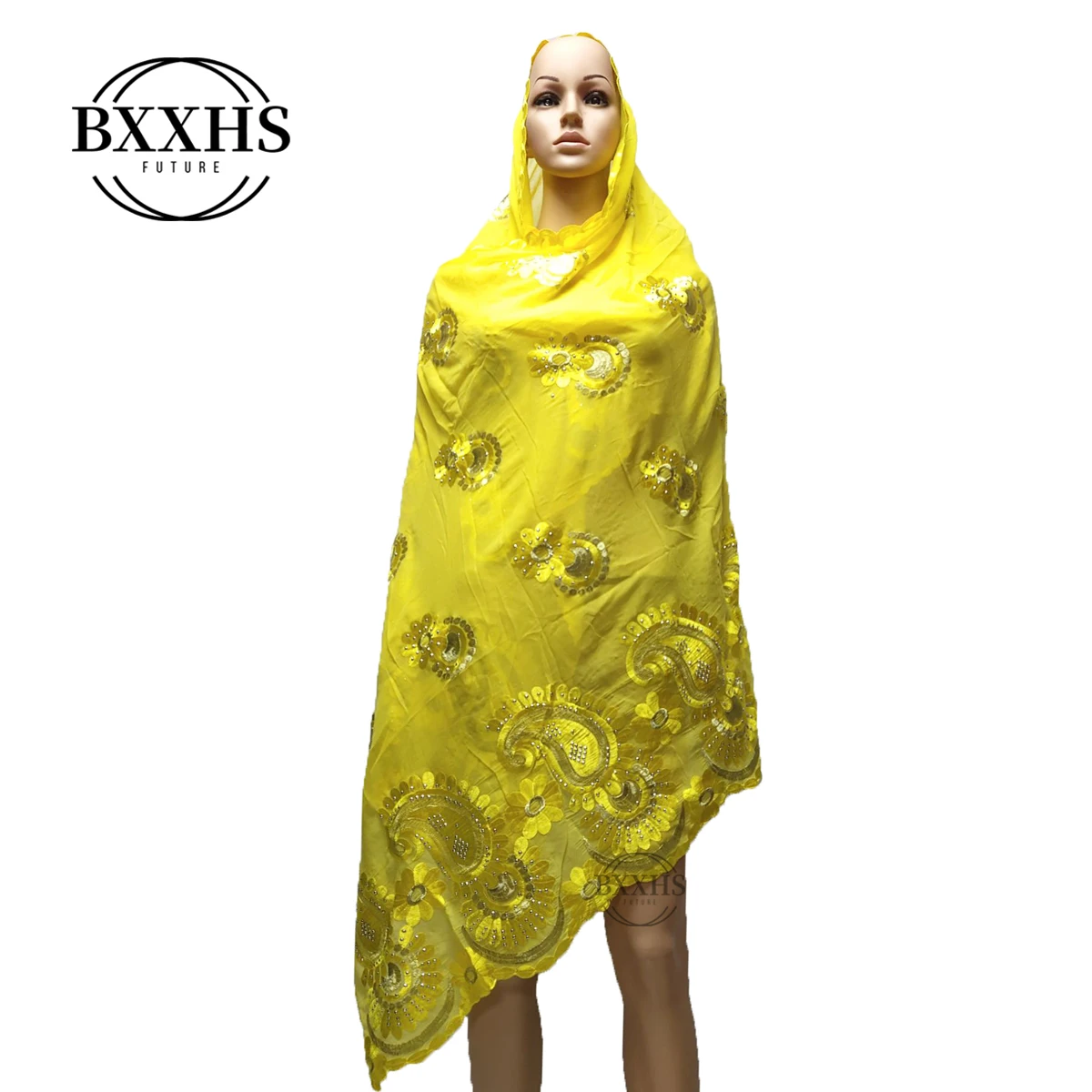 Африканские женские шарфы мусульманские вышитые тяжелый хлопковый шарф мусульманский шарф больших размеров с бусинами для шали