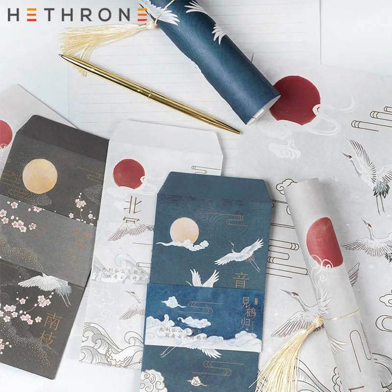 Hethrone 4 шт Китайский ветер кран Ремесло бумажные конверты креативный длинный тип