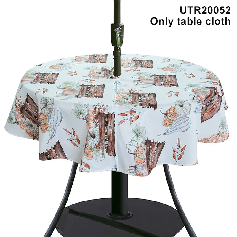 

Tablecloth with Umbrella Hole for Round Table Waterproof Zipper Table Cover for Party Patio Ourdoor Easy to Remove 153cm HE