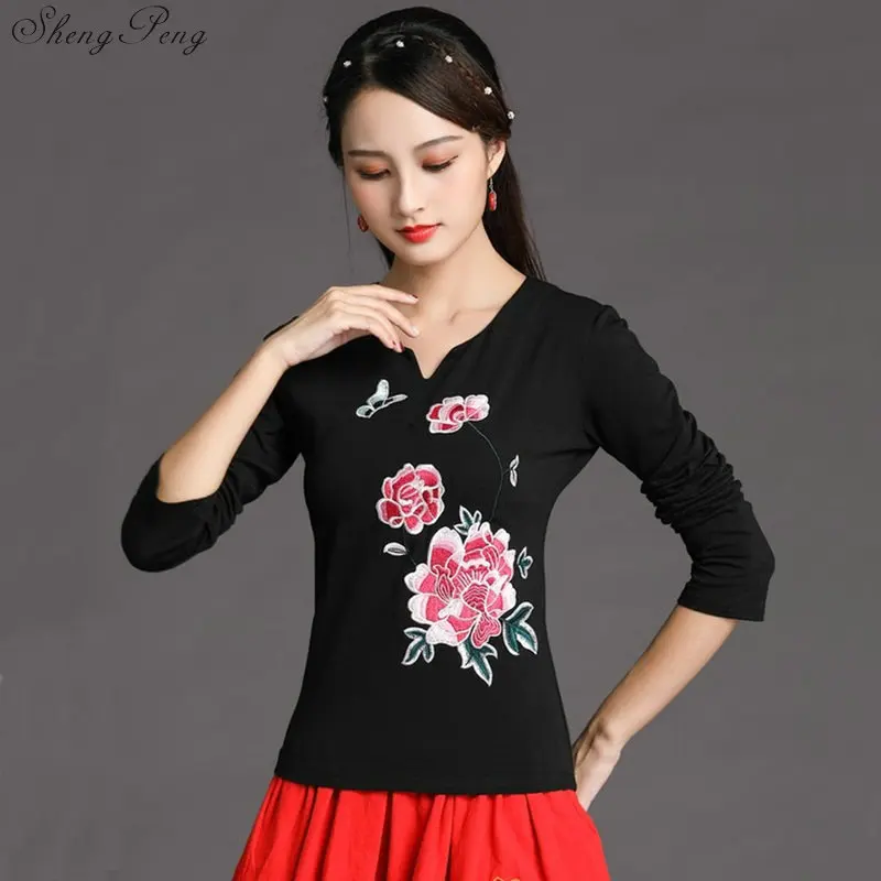 Традиционная китайская блузка рубашка топы для женщин воротник Мандарин