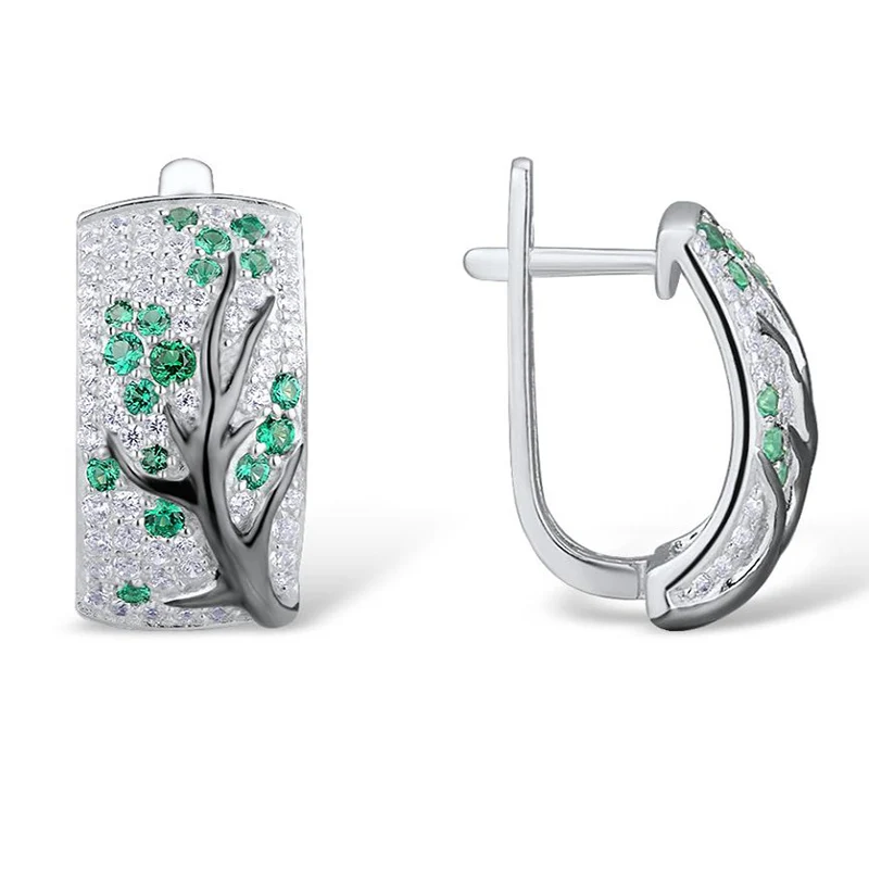 Creative Big White Red Stone CZ Earrings Luxury Silver Color Wedding Band Ring Promise Women Engagement Jewelry | Украшения и