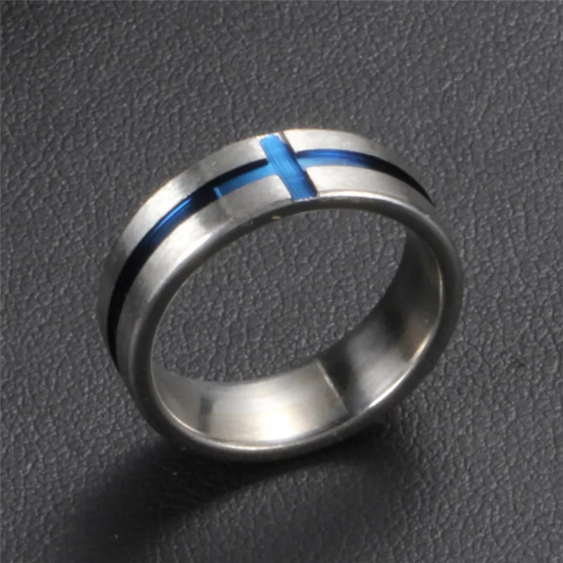 Кольцо из нержавеющей стали с тонкой синей линией 6 мм | Украшения и аксессуары