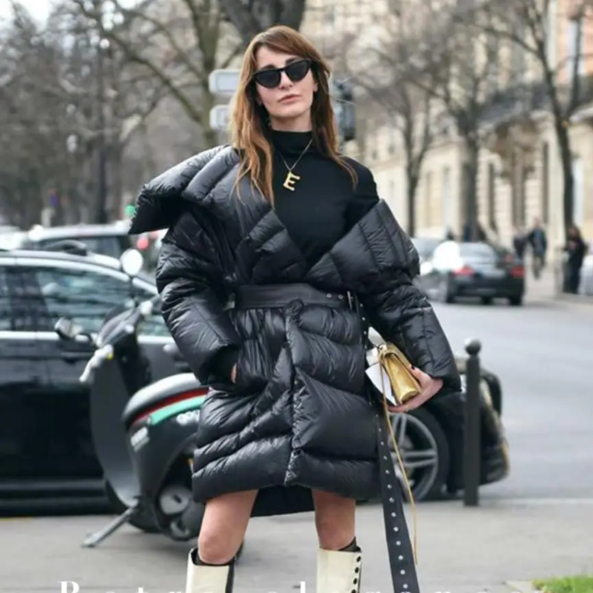black Необычная ниша nutral пуховик женский зимний модный большой лацкан personalitcoat с blet wq2510 - Цвет: black