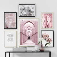 morocco door vintage poster wall art canvas painting pink feather posters and prints modern flower wall pictures for living room