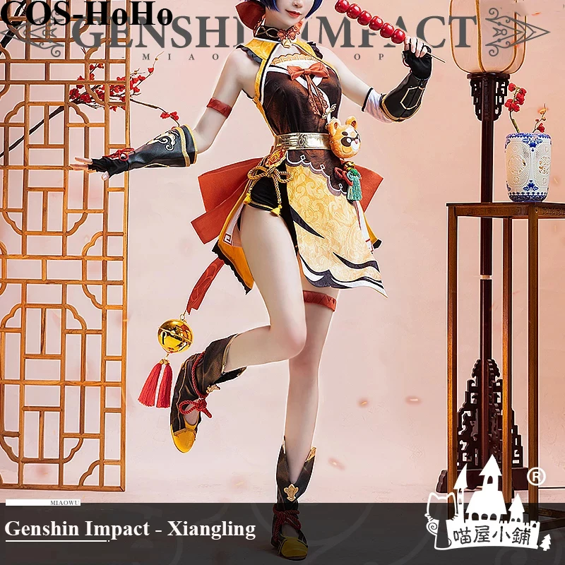 

Косплей костюм COS-HoHo аниме Genshin Impact Xiangling, милый костюм для косплея, Хэллоуин, женский костюм