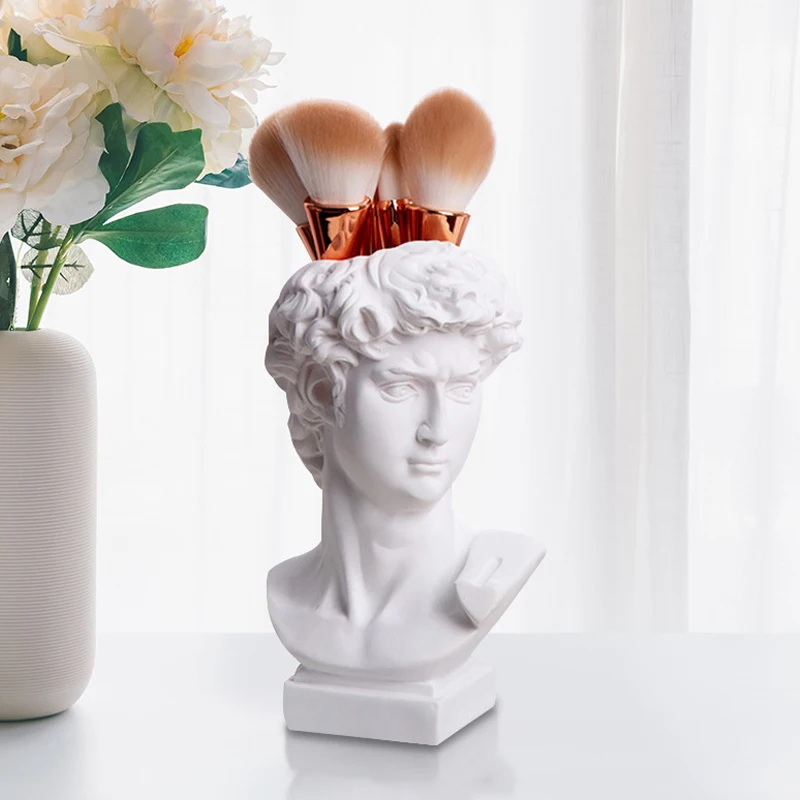 

Plaster Vases David Sculptures Creatives Resin Imitation Head Vases Flower Arrangement Holders Accessories For Home Decoration