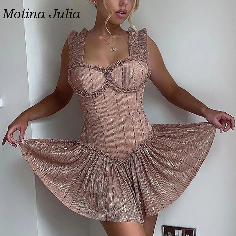 Motina Julia сексуальное платье с пайетками Женские Плиссированные Вечерние платья на