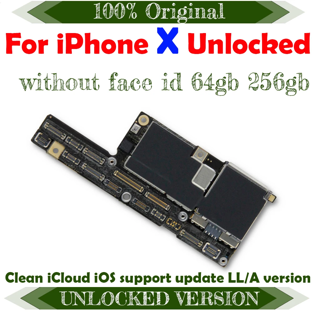 Бесплатный iCloud материнская плата для iPhone X 64 Гб 256 ГБ Заводская разблокированная