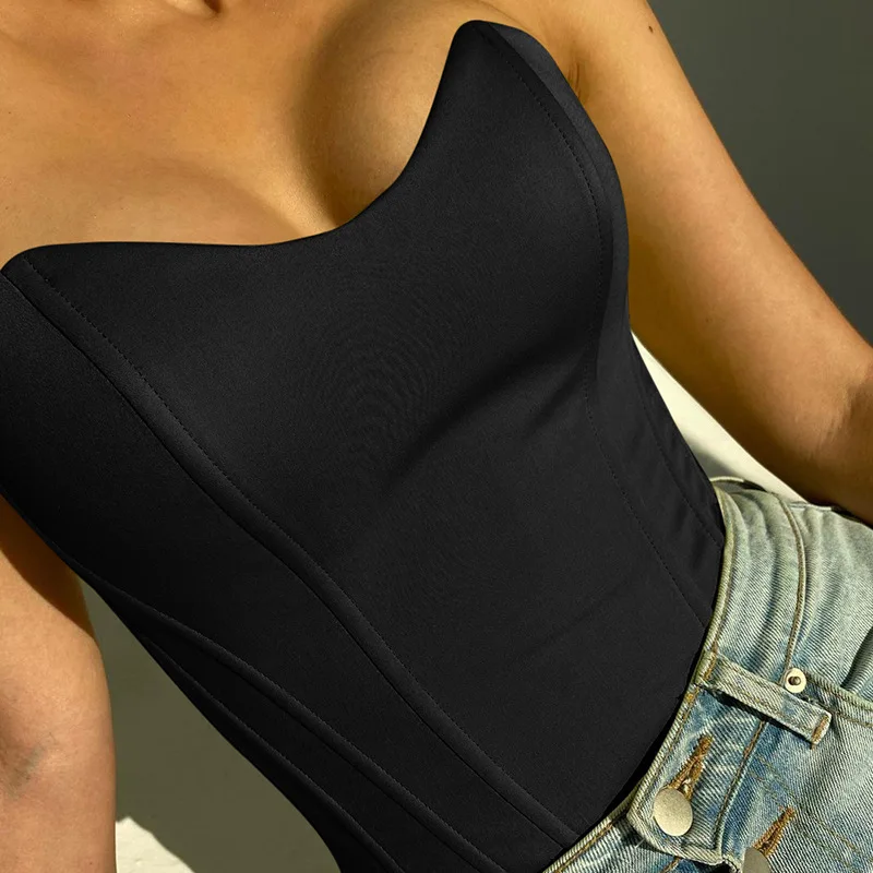 

Gothic Strapless Corset Women Hook Crop Top Sexy Waist Cincher Bustier Streetwear Bodycon Clothes Summer Shape Body Lingerie
