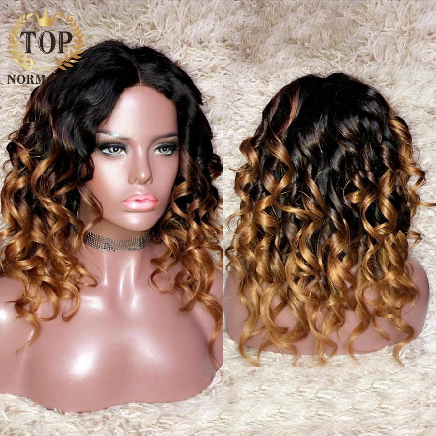 Topnormantic Ombre цветной свободный волнистый парик для женщин 13x4 кружевной передний Remy
