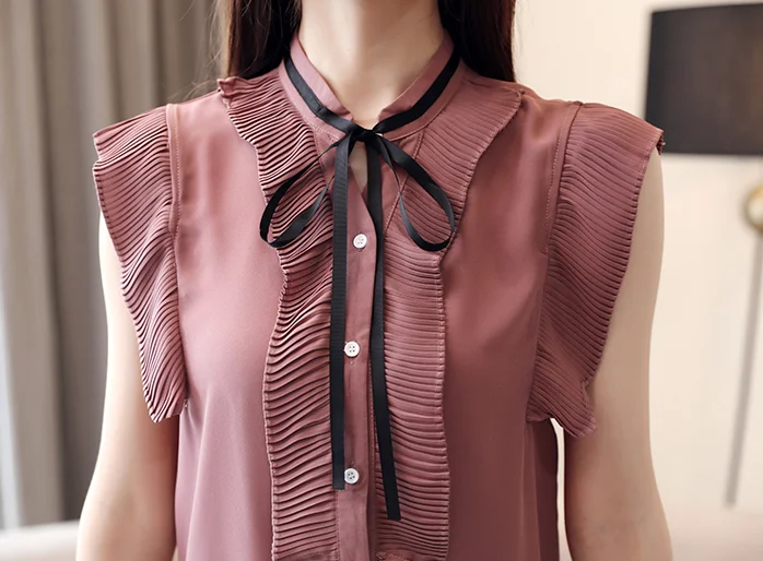 korean fashion clothing summer ol tops short sleeve women chiffon blouse elegant bow tie ruffles casual white shirt blusas 9863 free global shipping