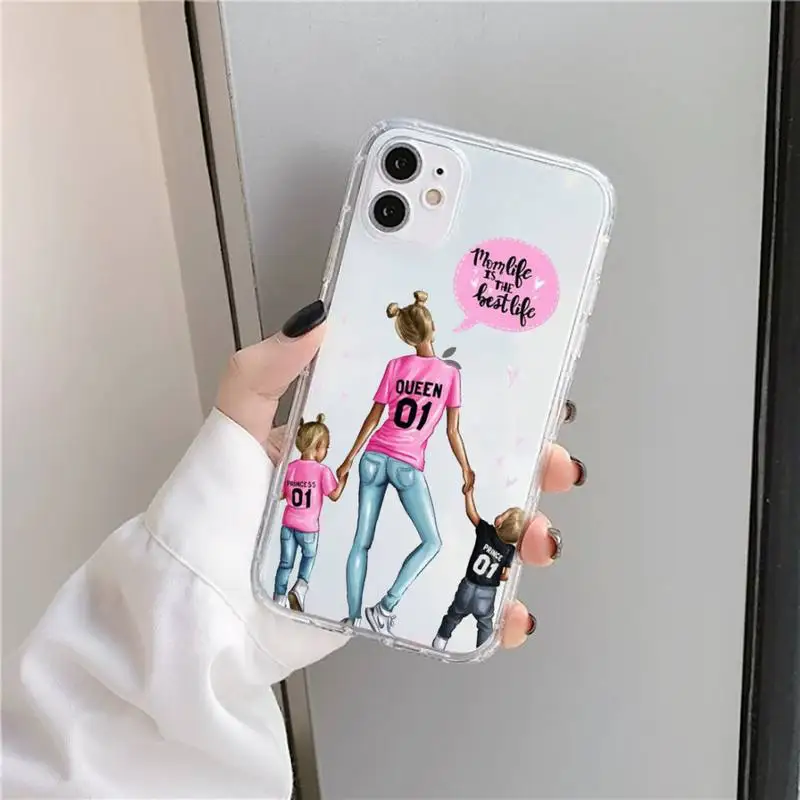 

Super Dad Mom Baby Girl Fashion Family Phone Case Transparent soft For iphone 5 s 5c se 6 6s 7 8 11 12 plus mini x xs xr pro max