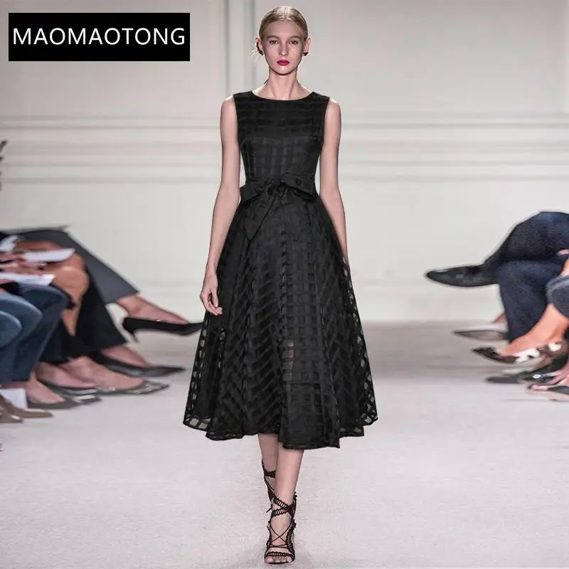 

Women's Clothing Fashion Designer Female Dress Summer Women's Dress Sleeveless Lace Up Party Plaid Elegant Ball Gown Dresses