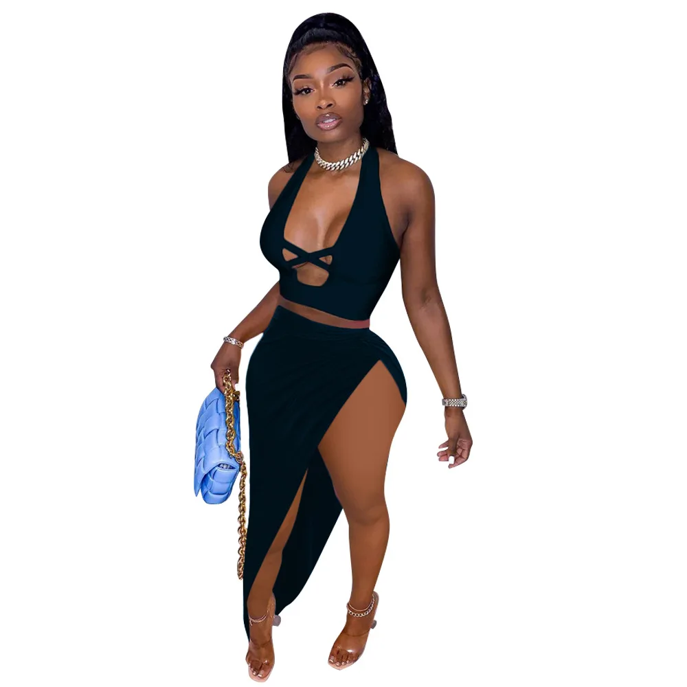 Для женщин сложены два комплект из 2 частей пикантные Клубные топы и высоким