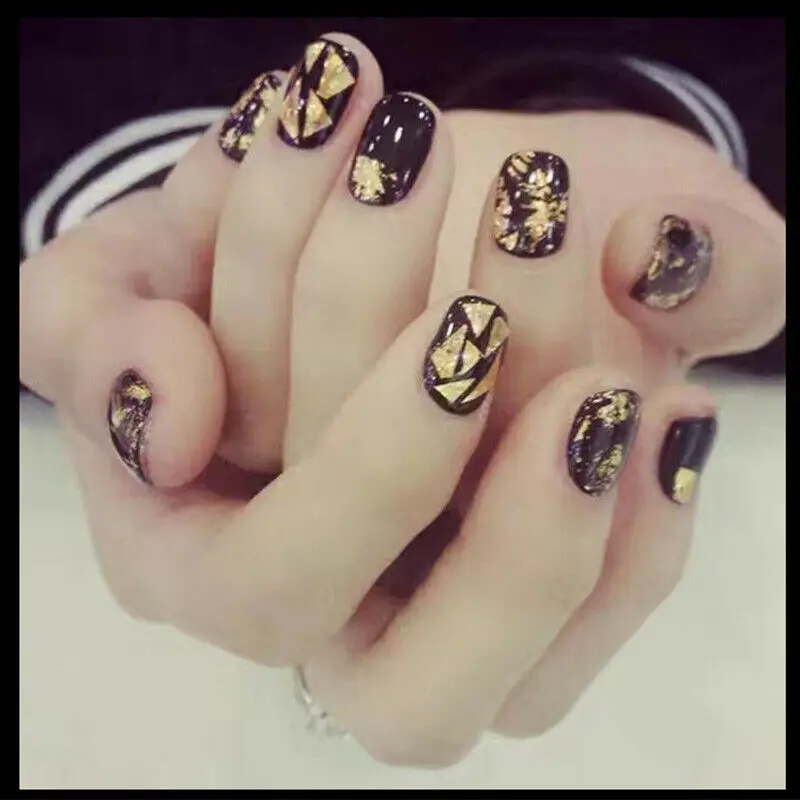 1 коробка наклеек для ногтей Серебряная Золотая нестандартная алюминиевая