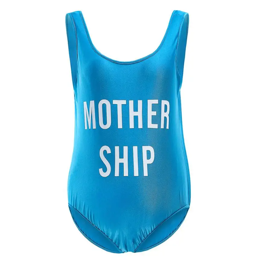 Blue Sexy Maternity Swimsuit Bathing Suit Summer Pregnant swimwear Plus Size Swimwear Striped Print One Piece Bikini Beach - Color: Blue