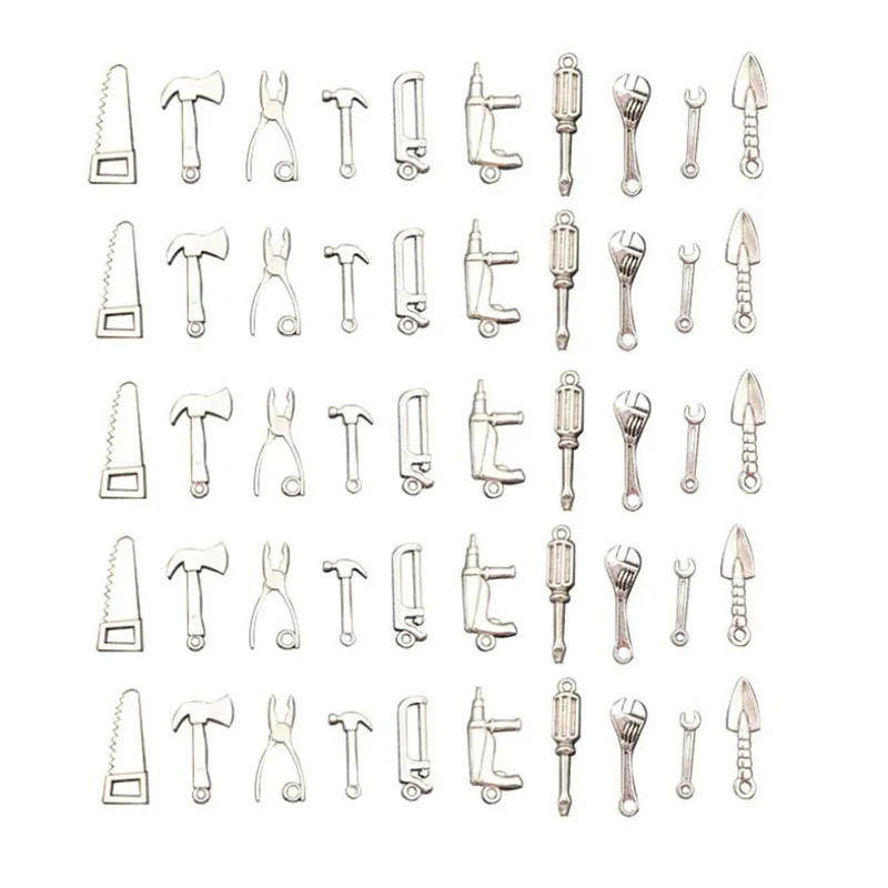 

50Pcs/Lot Tools Shape Charms Spanner Screwdriver Pendants DIY Jewelry Findings