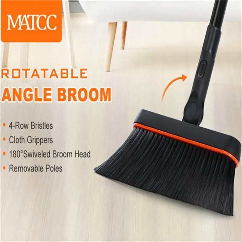 

Вращающаяся угловая щетка MATCC, 4-рядная щетка, съемная угловая щетка, съемная длинная ручка, вращающаяся на 180 ° головка, подметание пола