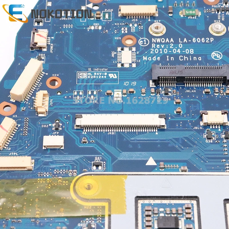 Материнская плата NOKOTION NWQAA LA-6062P для Toshiba satellite A660 A665 материнская ПК 3D K000112450 HM55 DDR3