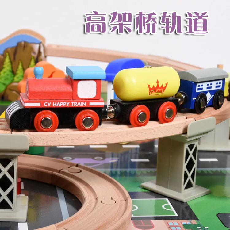 118 шт. деревянные блоки магнитный паровозик Томас набор дорожек со столом