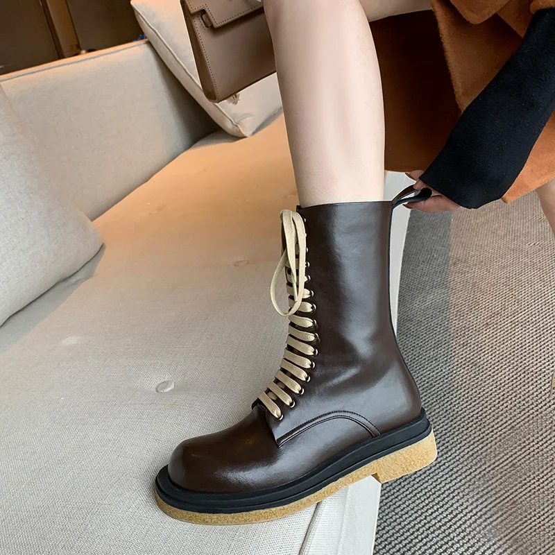 Женские ботинки-мартинсы Mordoan из натуральной коровьей кожи на толстом каблуке со