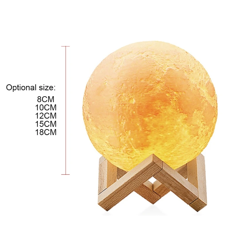 

X37E 3D Printed LED 16 Colors RGB Remote & Touch Control Moon Lamp ball