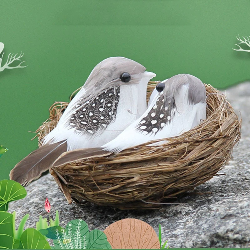 Реалистичные птицы в виде перьев с гнездом и яйцом птиц искусственное ремесло