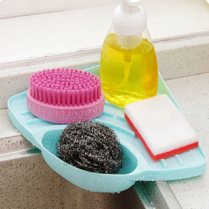 

Triangular Sink Rack Soap Drainer Holder Kitchen Storage Racks Shelf Sink Sponge Stand With Sucker Rack