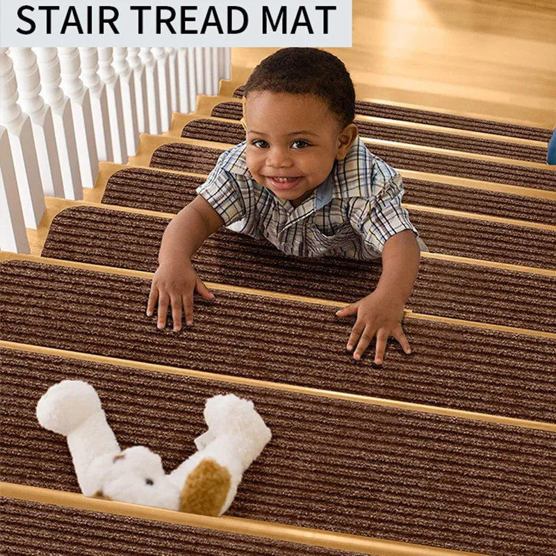 

Self-Adhesive Stairs Carpet Tread Mats Non-Skid Staircase Step Rugs Safety Stair Mat Mute Floor Protection Cover Washable Mats