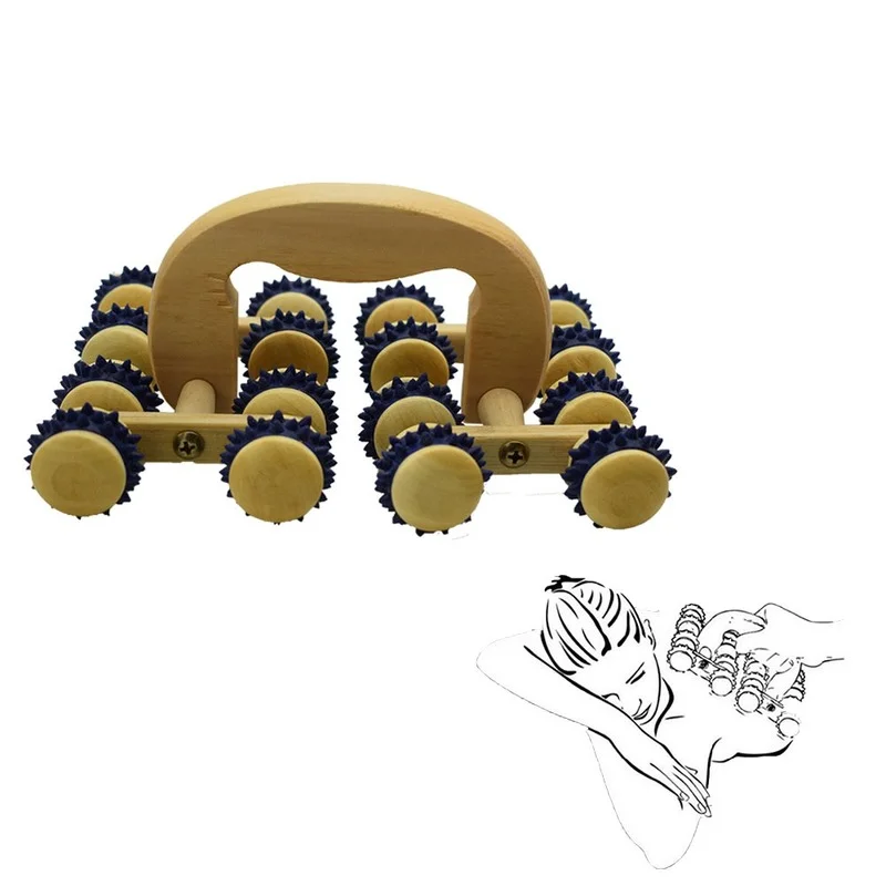 

16 массажных шариков, деревянный роликовый инструмент для ног, тела, рук, тела, массажное колесо для облегчения боли в ногах