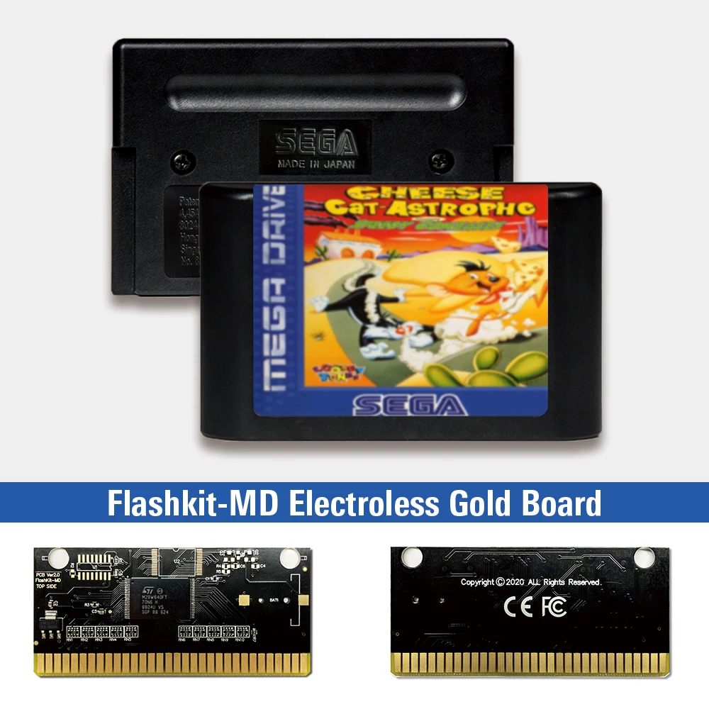 

Игровая консоль с изображением сыра, кошки, астрофа, Спиди Гонсалес, Европейский ярлык, карта памяти MD для Sega Genesis Megadrive