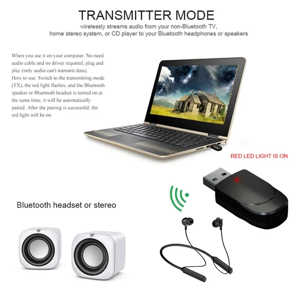 Аудио Bluetooth 5 0 передатчик приемник 2 в 1 мини USB домашний автомобильный стерео