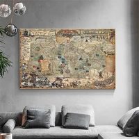 pirates of the caribbean magic compass treasure map art canvas painting classic movie cartoon poster wall picture home decor