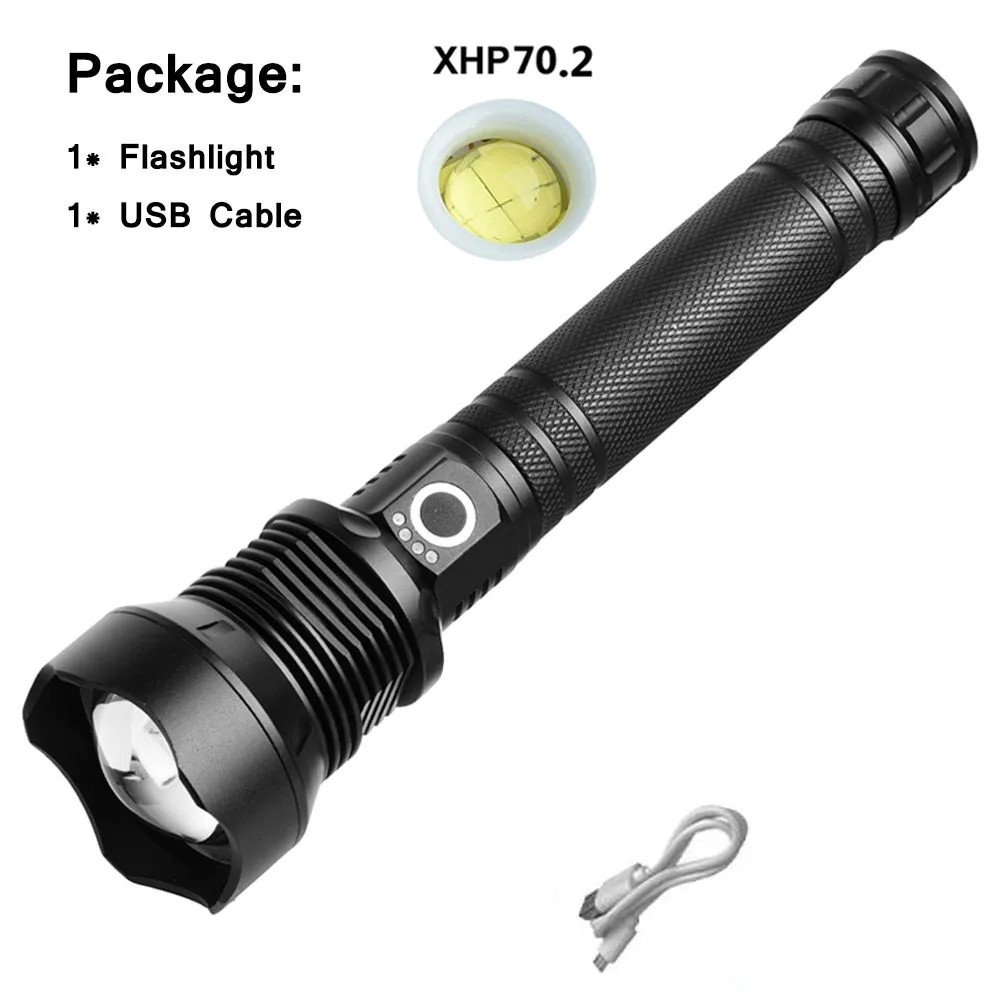 C Сверхмощный мощный светодиодный фонарик XHP70.2 XHP50 с usb-зарядным зумом 18650 26650 батарея охотничья лампа фонари напоминание о мощности - Испускаемый цвет: C