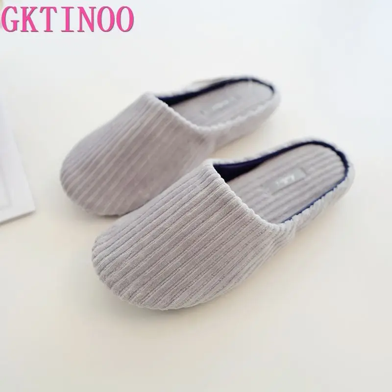 Тапочки женские домашние в полоску хлопок мягкая подошва плоская теплые