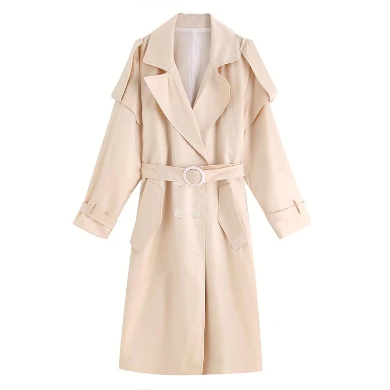 

Women Autumn Trench Coats 2021 Fashion Rainbow Print Sashes Bow Tie Loose Female Elegant Casual Street Windbreaker Outerwear