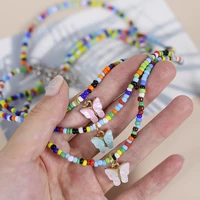 2pcs bohemian colorful bead shell necklace for women short beaded collar clavicle choker necklace female jewelry gift