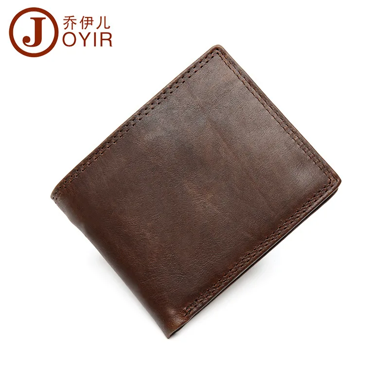 

Men Short Leather Wallet RFID Antimagnetic Full-grain Leather Europe And America Fashion Casual Wallet Horse Leather Purse