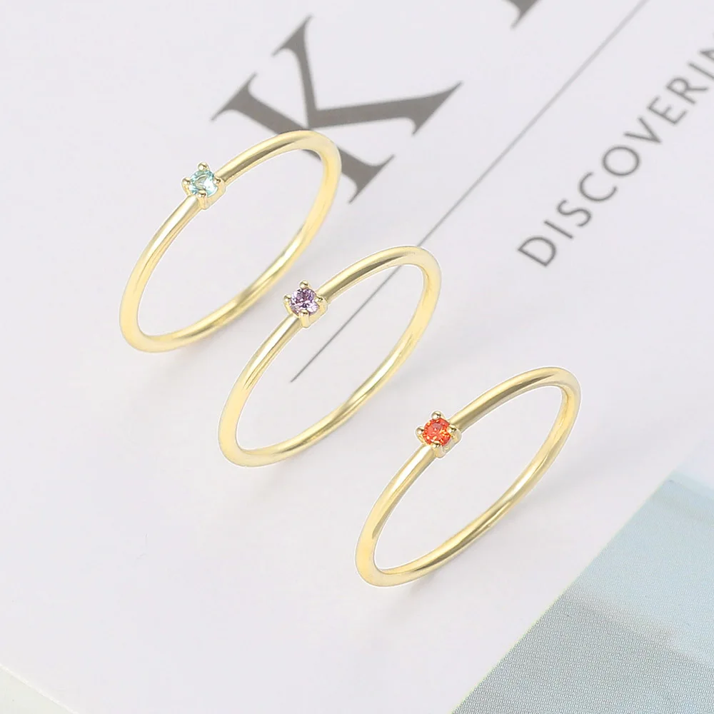 Little Thin Dainty Pinky Rings For Women Gold Color Zirconia Wedding Engagement Bride Finger Ring Jewellry Fashion Jewelry R246 images - 6