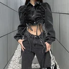 Y2K дизайнерская джинсовая куртка Женская Осенняя пикантная хип-поп уличная одежда джинсовая пуховая куртка женская зимняя 2021 E-Girl Топ