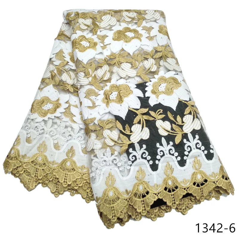 

2021 Latest High Quality African Nigerian Tulle French Lace Fabric Embroidery Water Soluble Lace For Wedding Party Dress 1342